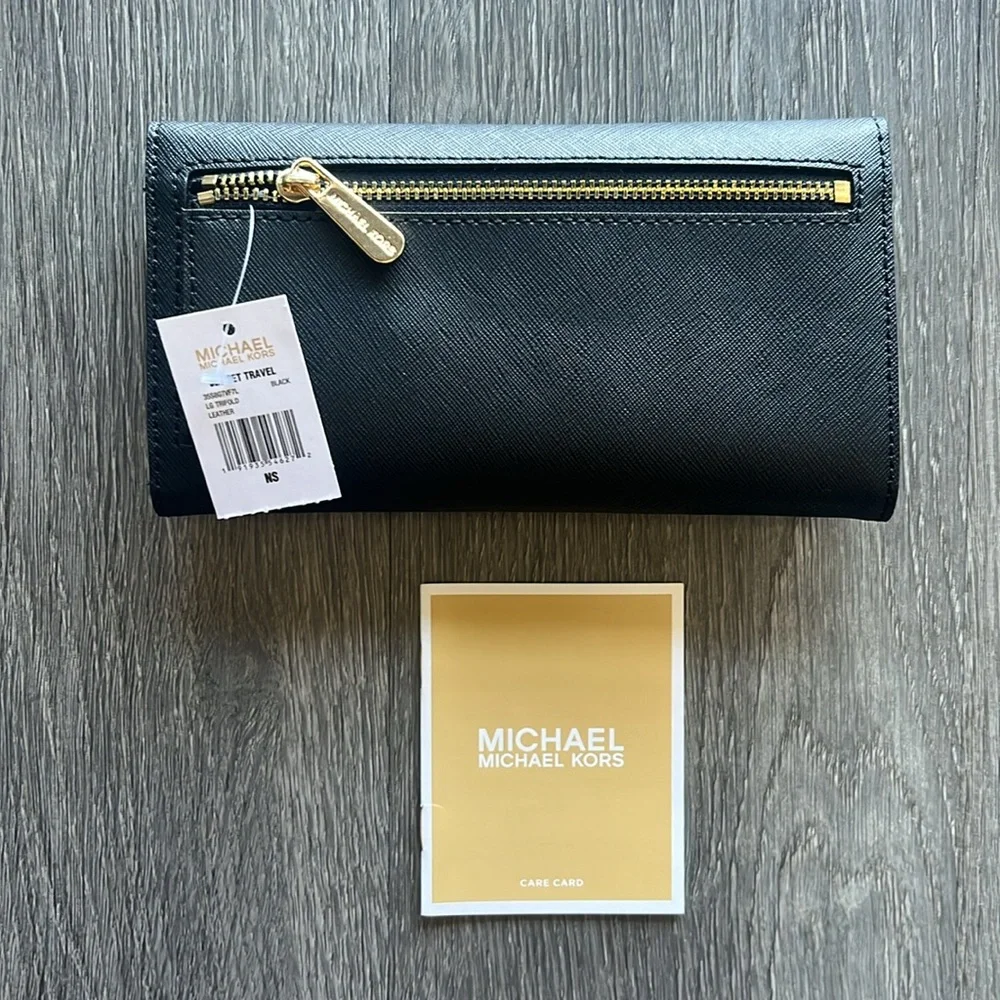 NWT Michael Kors | Jet Set Trifold Wallet | Black